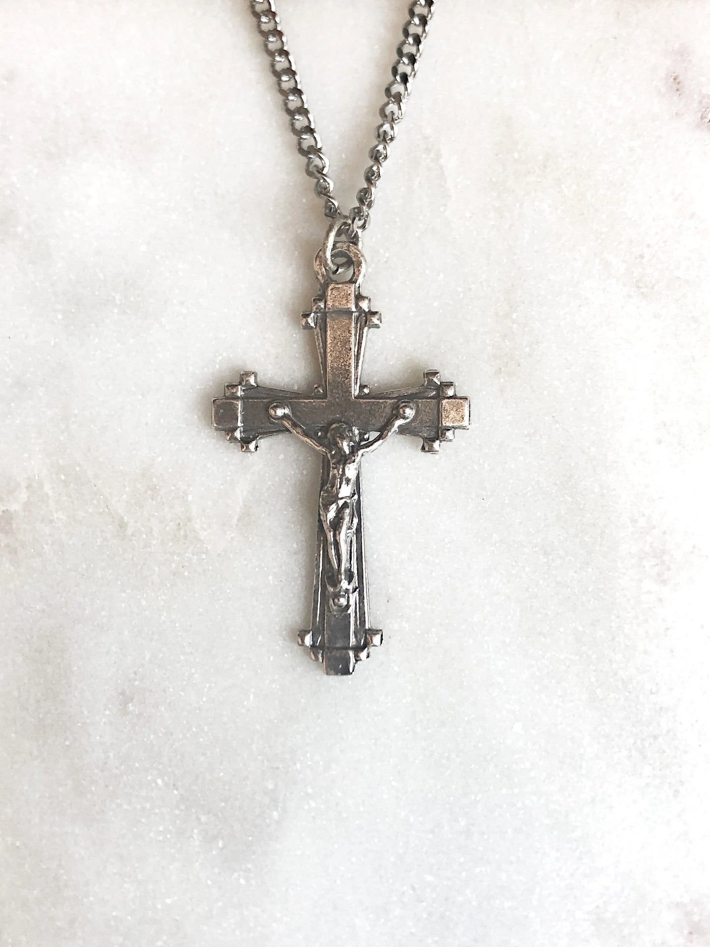 Studded Silver Crucifix