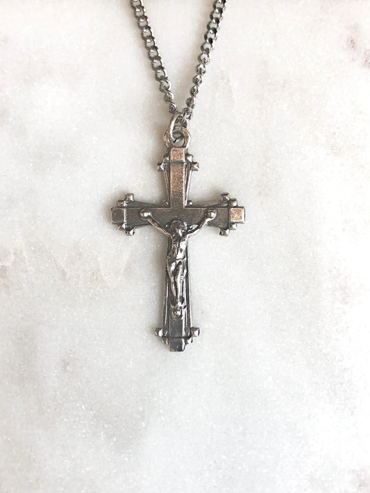 Studded Silver Crucifix