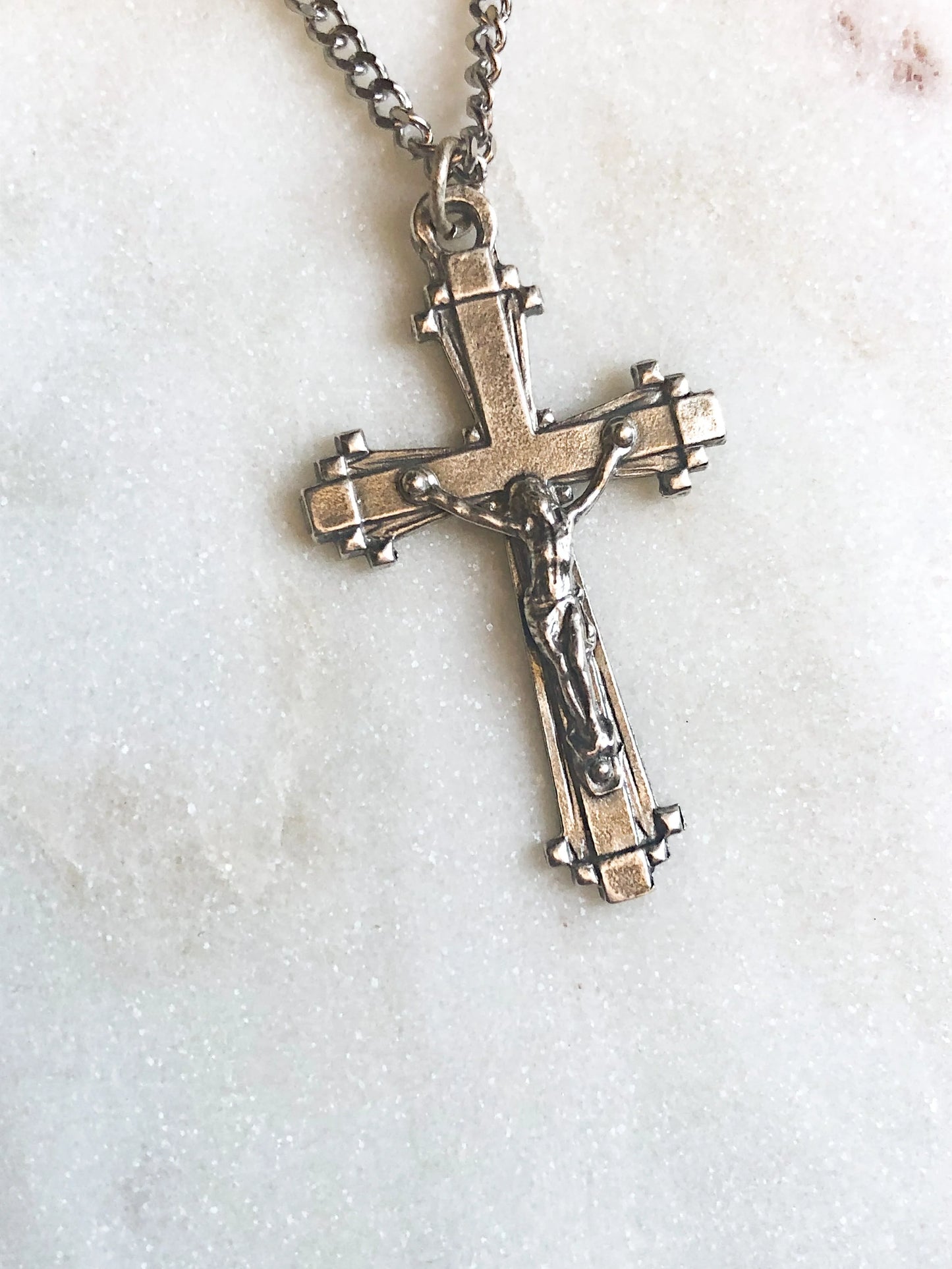 Studded Silver Crucifix