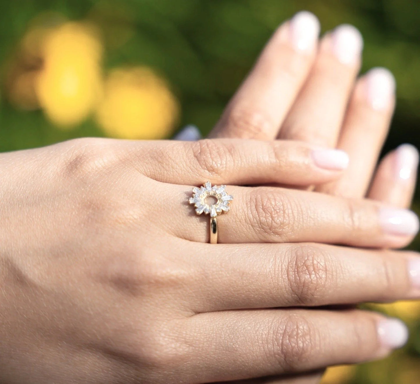 Monstrance-Inspired Ring with Central Stone