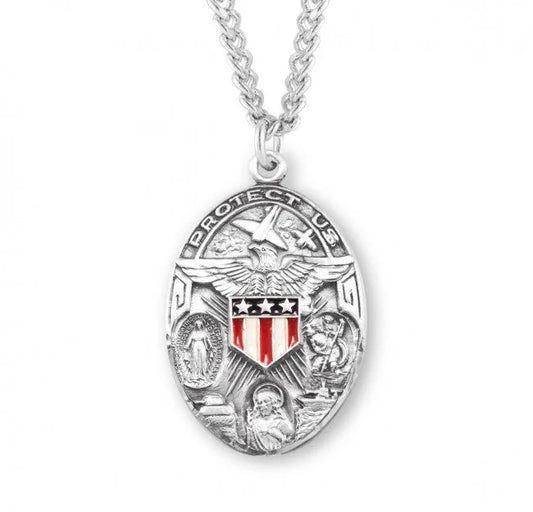 Three-medal Silver Military Pendant