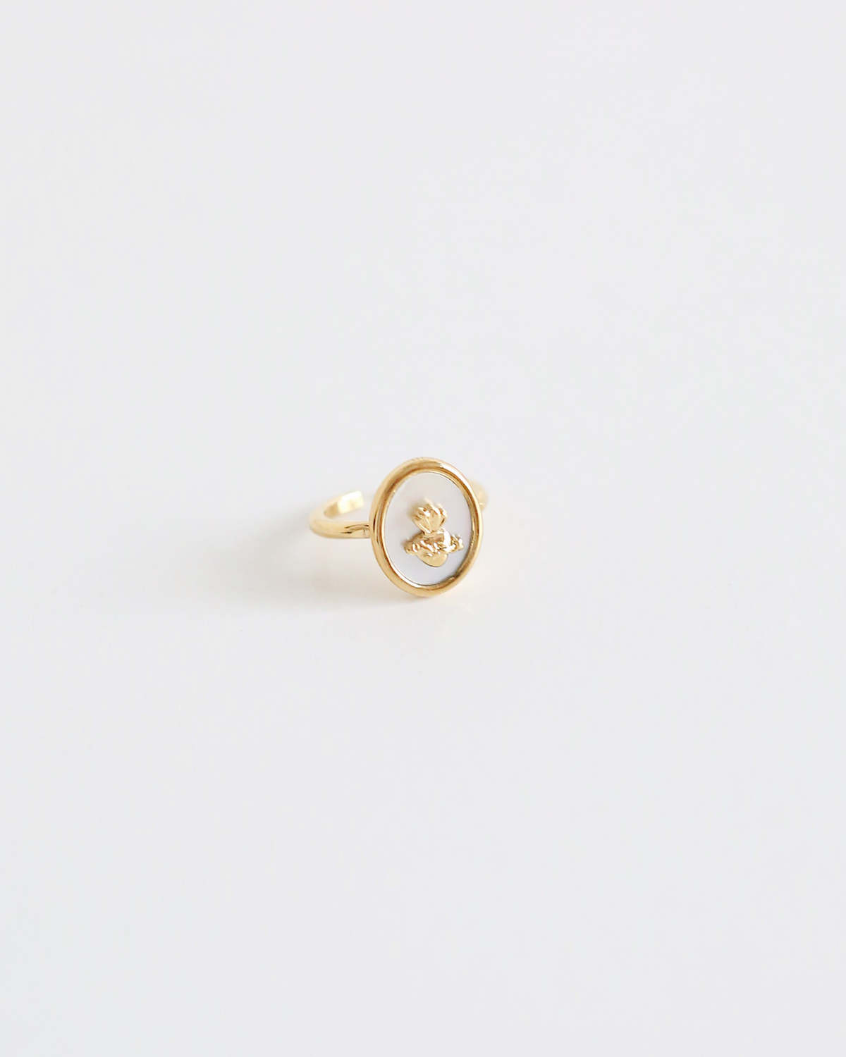 Sacred Heart Adjustable Ring | Gold Oval Catholic Ring