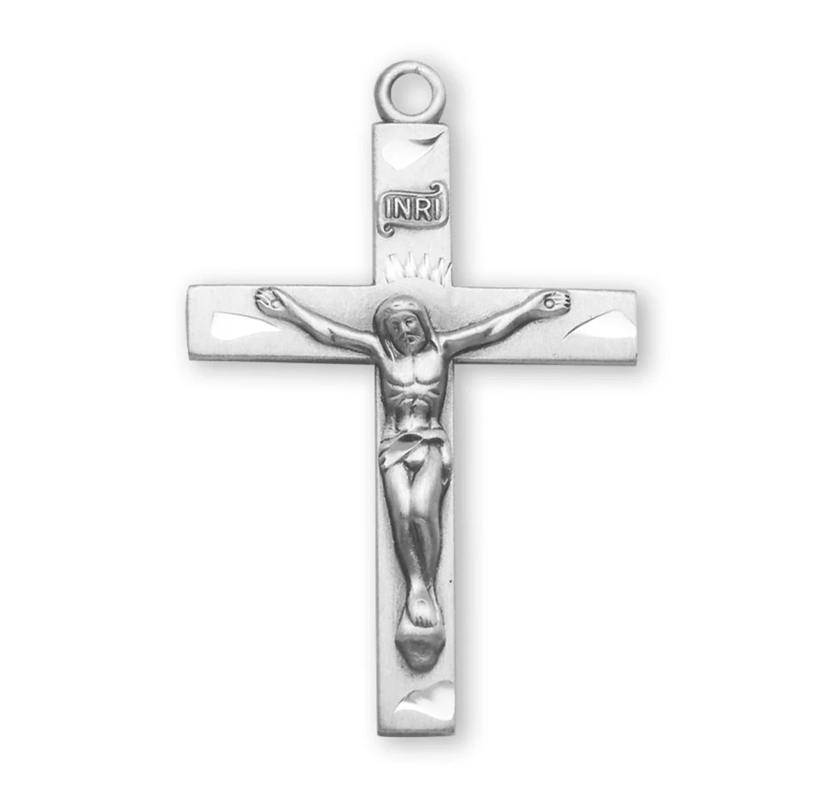 Engraved Silver Crucifix Necklace