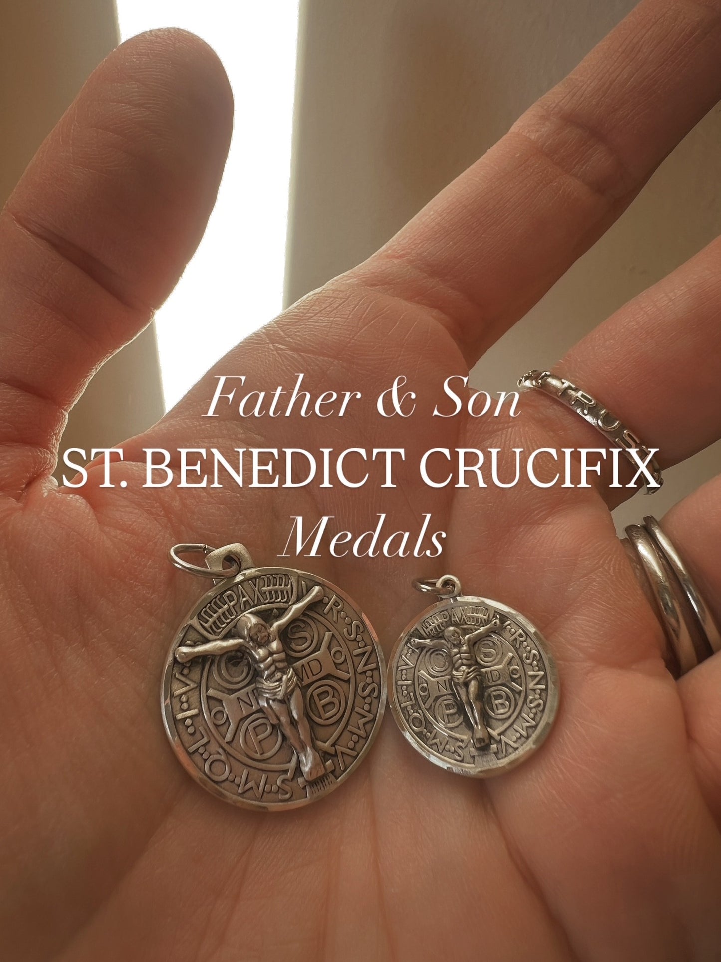Gold Filled Father-Son St. Benedict Crucifix