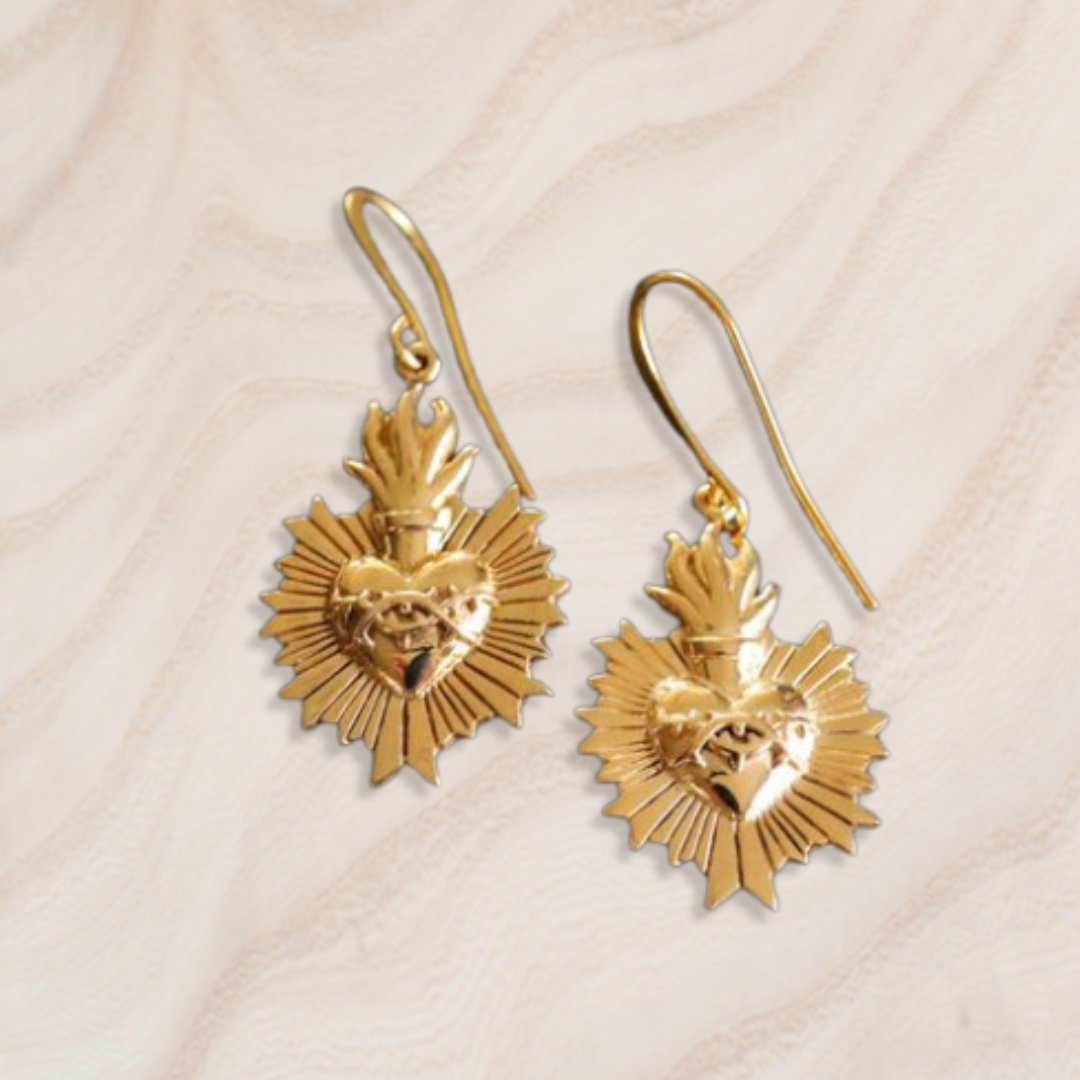 Sacred Heart Dangle Earrings