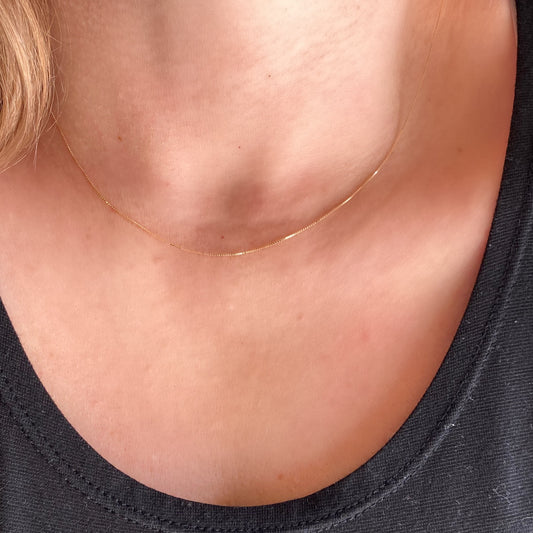 18k Solid Gold Box Chain Necklace