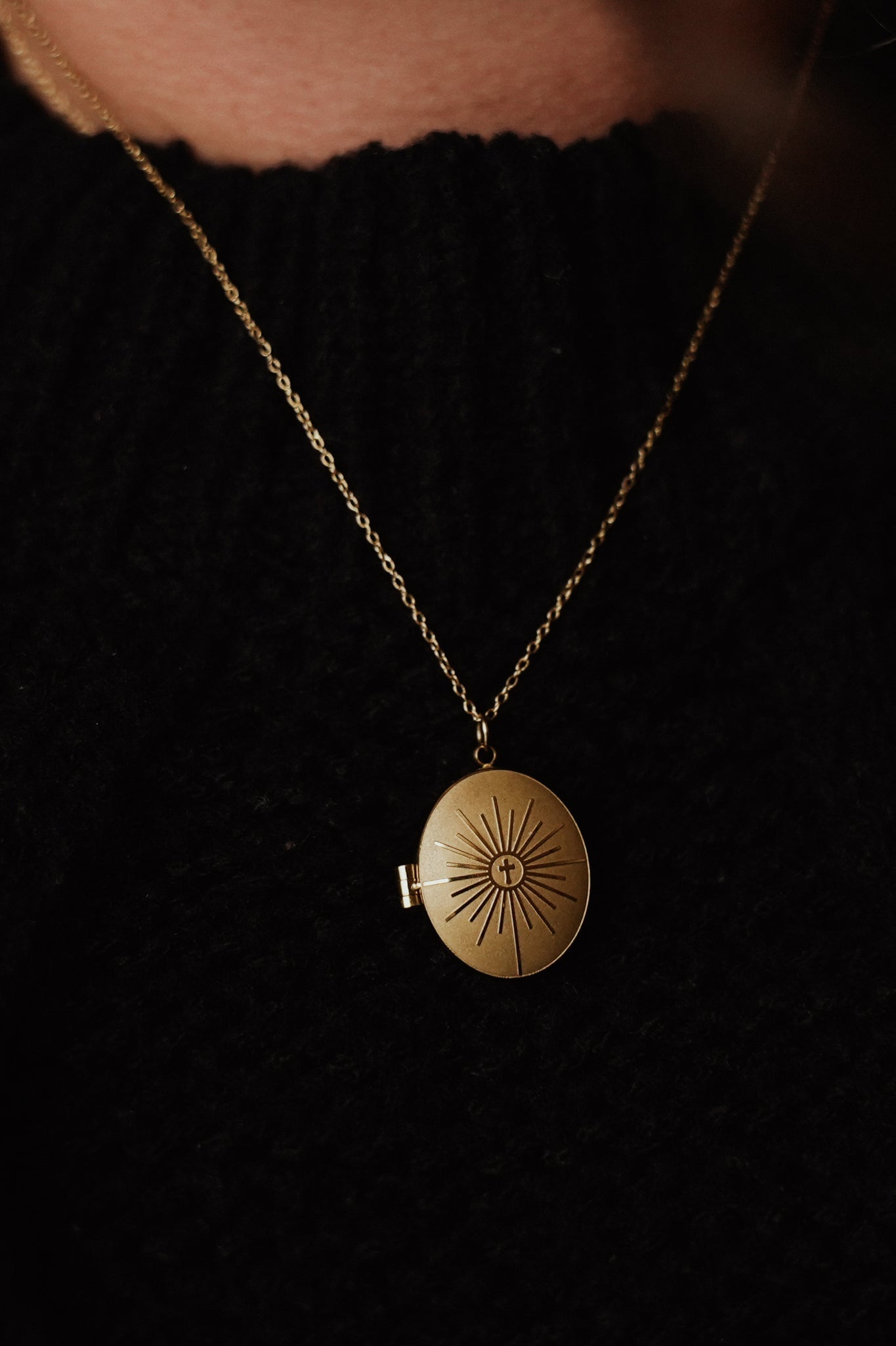 Monstrance Gold Locket Necklace